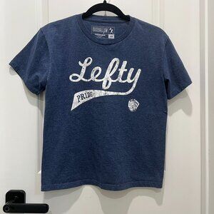2/$12 💥♻ Baseballism Heather Navy Lefty Pride Graphic T-Shirt | Y-Medium | 6404